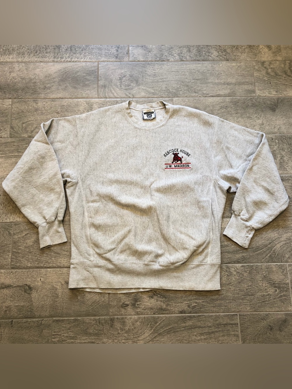Vintage Lee Cross Grain Embroidered Pullover Gray Sweatshirt Men’s Size XL